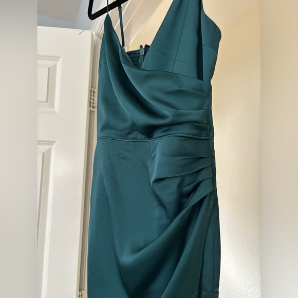Green Satin Abercrombie Dress - Picture 2 of 4